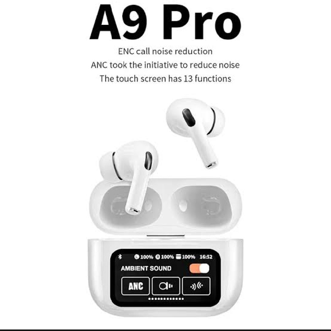 A9 Pro AirPods Style Earbuds – Bluetooth 5.1, Touch Control, Mic, Long Playtime – Android & iOS Compatible