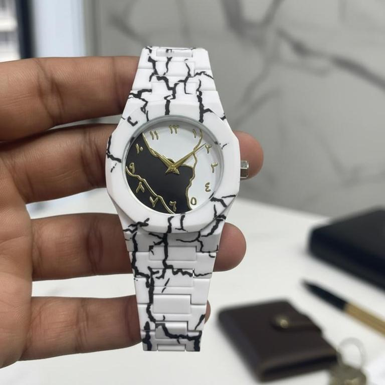Latest Aura Design Aura Watch, With box . White marble dial , Smart Watch, Premium Trending Fashion Wrist Watch , Elegant Dial, Stylish High Class Look , Best gift Choice.