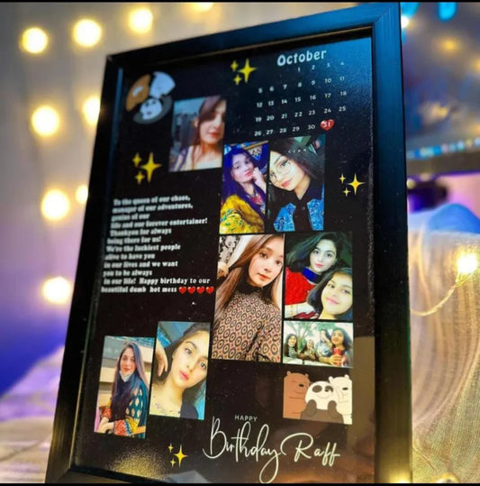 Moon Shape Customized Picture Photo Frame, Customized Frame with Calendar + Customized Message with upto Pictures in Moon Shape, Customized Photo Frame, Birthday Gift, Anniversary Gift, Wedding Gift, Gift for Friends