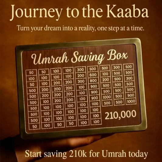 Umrah Saving Box - Wooden Islamic Money Saving Box - 280 Days