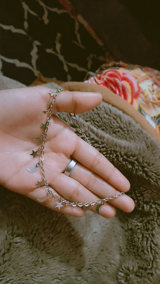 Gold Star Moon Choker Necklace Jewellery For Girls