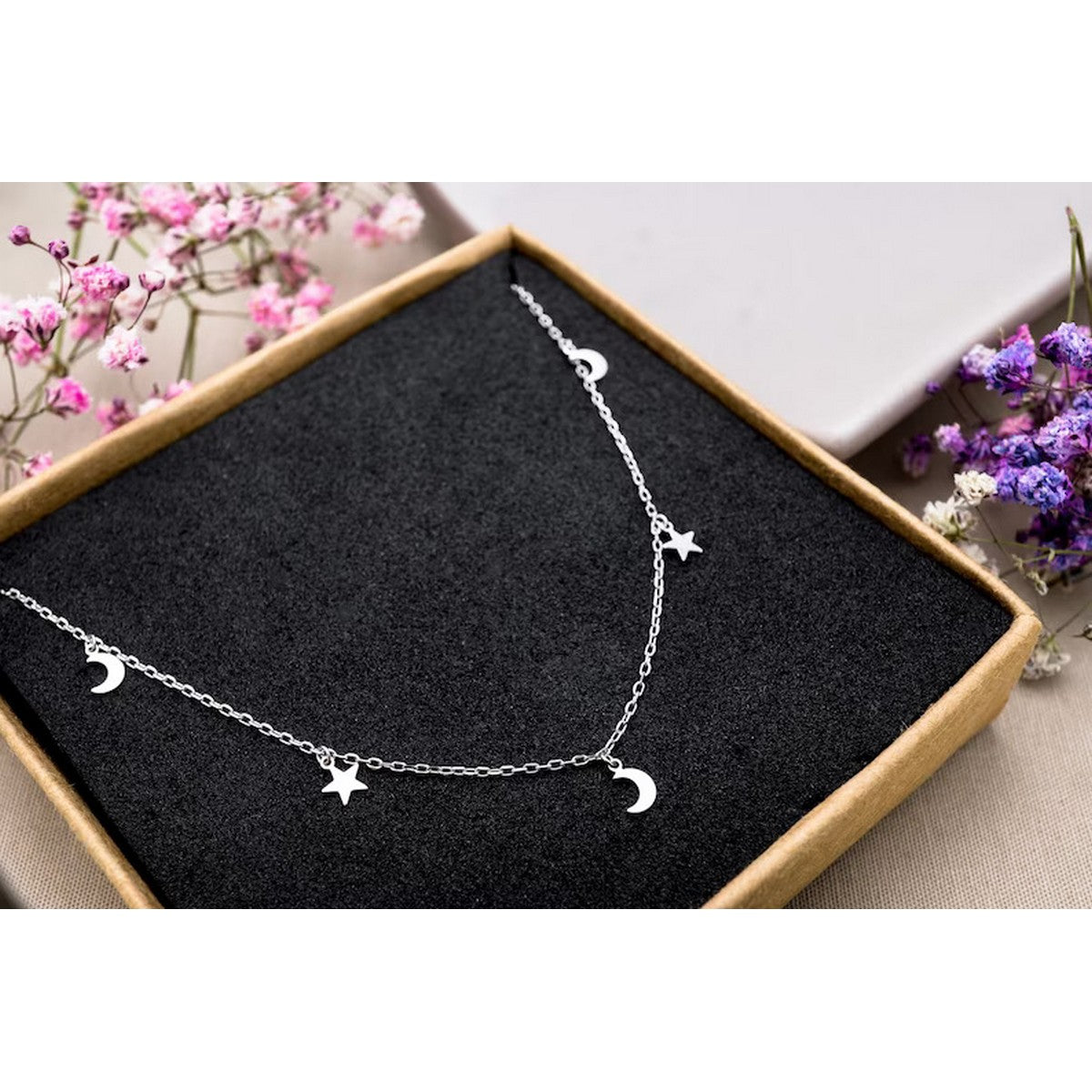 Gold Star Moon Choker Necklace Jewellery For Girls